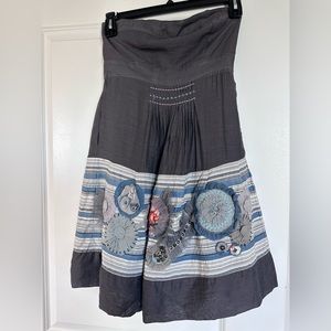 Strapless, embroidered dress, size s